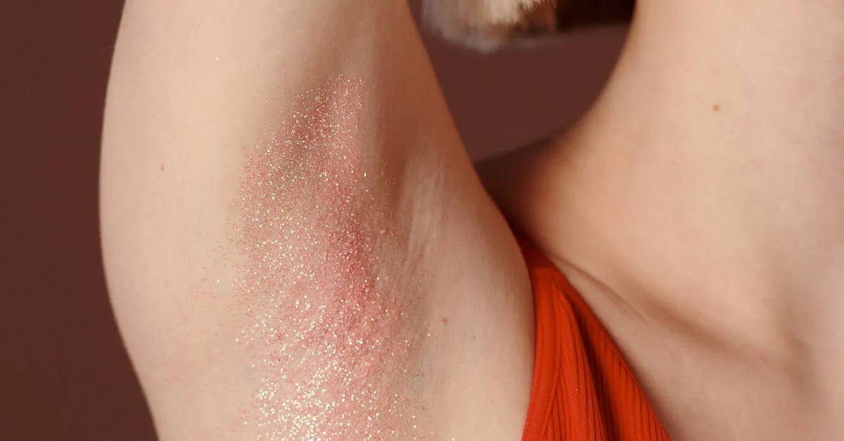 A person’s armpit with a rash.